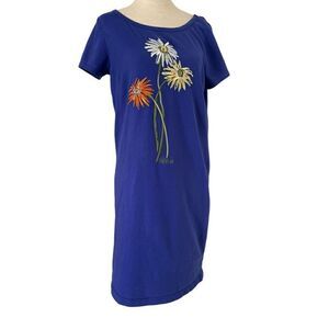 Bob Mackie Wearable Art Dress Women Small Blue Purple Embroidered Shirtdress S